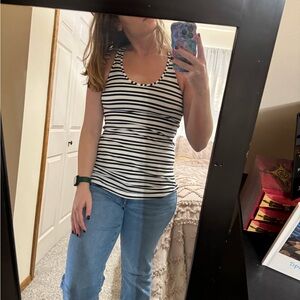 Lululemon Black and White Striped Tank Top